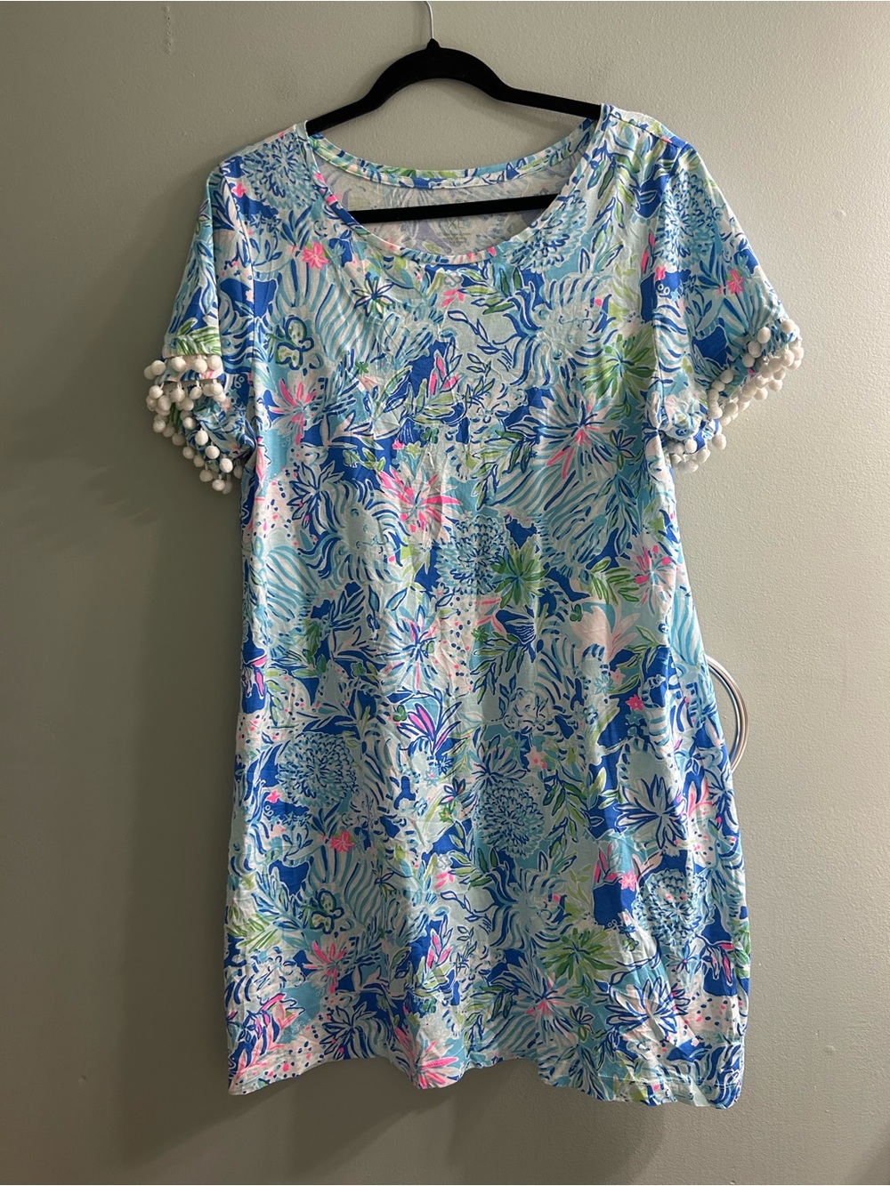 Lilly Pulitzer Lissie Dress Womens Short Sleeve Pom Pom summer tropical vacation